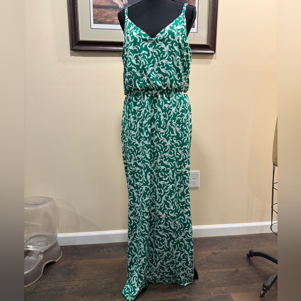 GILI Elegant Mollie Green Print Maxi Dress